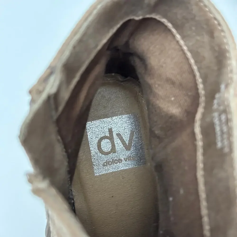 Dolce Vita Rupart Wedge Square Toe Ankle Bootie Truffle Tan Suede Women's Size 7